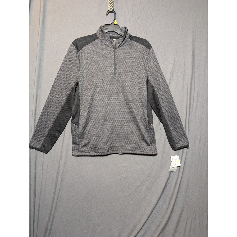 PGA TOUR Mens 1/4 Zip Pullover Sweater Gray Textured Athletic Size Medium